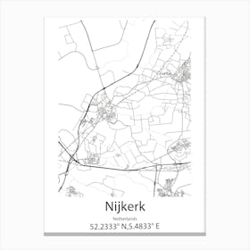 Nijkerk,Netherlands Minimalist Map Canvas Print