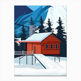 Winter Cabin In The Mountains Canvas Print