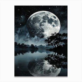 Full Moon Over Water 1 Canvas Print