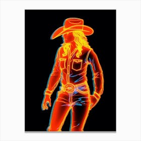 Neon Cowgirl Sign  Canvas Print