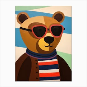 Little Brown Bear 2 Wearing Sunglasses Canvas Print