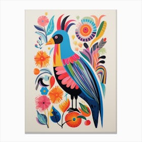 Colourful Scandi Bird Rooster 1 Canvas Print