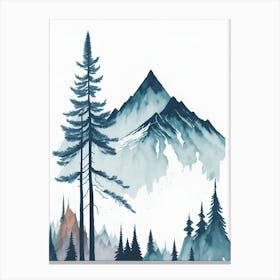 Mountain And Forest In Minimalist Watercolor Vertical Composition 45 Canvas Print