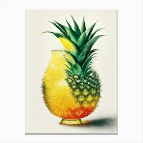Pineapple Margarita Pointillism Cocktail Poster Canvas Print