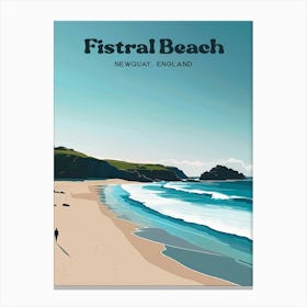 Fistral Beach Newquay Digital Travel Art Canvas Print