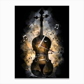 Violin With Music Notes Canvas Print
