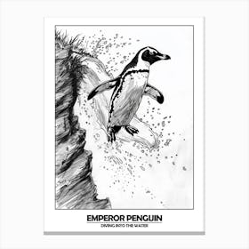 Penguin Diving Into The Water Poster 7 Canvas Print
