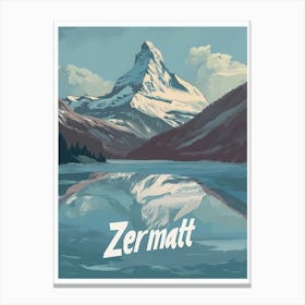 Aihrgdesign A Mid Century Modern Travel Poster For Zermatt 2 Canvas Print