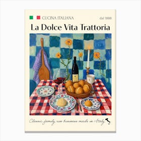 La Dolce Vita Trattoria Trattoria Italian Poster Food Kitchen Canvas Print