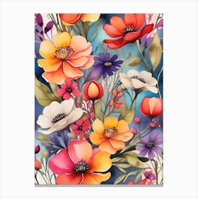 Watercolor Floral Pattern Canvas Print