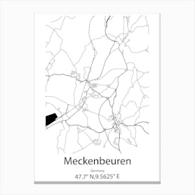 Meckenbeuren,Germany Minimalist Map Canvas Print