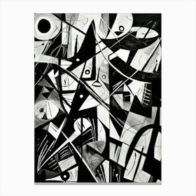 Chaos Abstract Black And White 2 Canvas Print