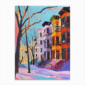 Kingsbridge New York Colourful Silkscreen Illustration 4 Canvas Print