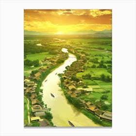Thailand River At Sunset Canvas Print