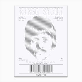 Receipt Art Ringo Starr Quotes 1 Canvas Print