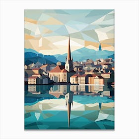 Zurich, Switzerland, Geometric Illustration 4 Canvas Print