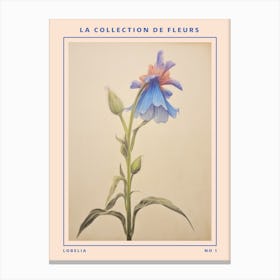 Lobelia French Flower Botanical Poster Canvas Print