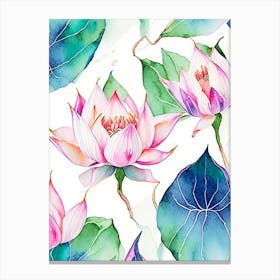 Lotus Flower Pattern Watercolour 5 Canvas Print