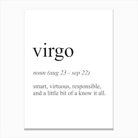 Virgo Star Sign Definition Meaning Canvas Print