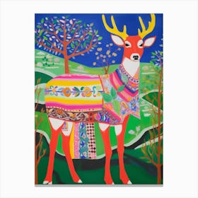 Maximalist Animal Painting White Tailed Deer 1 Canvas Print