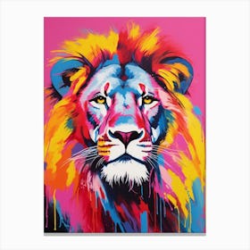 Lion Portrait Pop Art Pink 3 Canvas Print