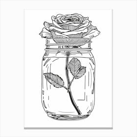 Rose In A Jar Line Drawing 3 Canvas Print