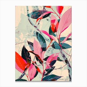 Pink Leaves 4 Canvas Print