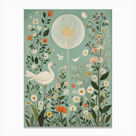 Bird Amongst The Flowers Canvas Print