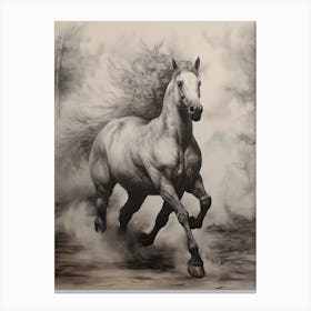 A Horse Painting In The Style Of Grisaille 2 Canvas Print