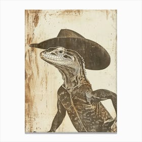 Cowboy Lizard Block Print Canvas Print