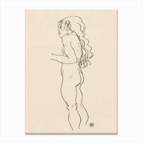 Standing Nude Girl, Facing Left (1918), Egon Schiele Canvas Print