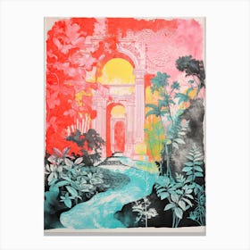 Palace De Queluz Gardens Abstract Riso Style 1 Canvas Print