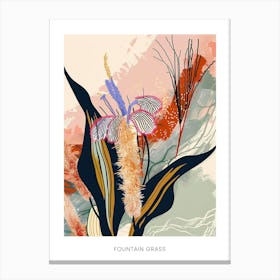 Colourful Flower Illustration Poster Fountain Grass 1 Canvas Print