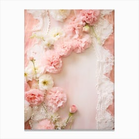 Pink Roses On Lace Canvas Print