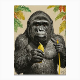 Gorilla Eating Banana 1 Canvas Print