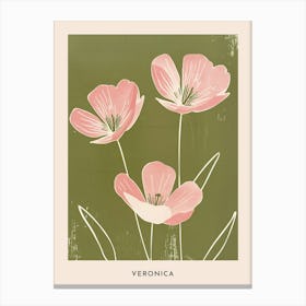 Pink & Green Veronica 2 Flower Poster Canvas Print