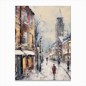 Vintage Winter Painting Nottingham United Kingdom 3 Canvas Print