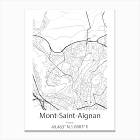 Mont Saint Aignan,France Minimalist Map Canvas Print