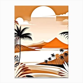 Tropical Landscape With Palm Trees 16 Canvas Print