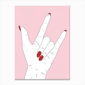 Girl hand with red touch Canvas Print