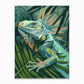 Turquoise Jamaican Iguana Abstract Modern Illustration 5 Canvas Print