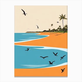 Crane Beach Barbados Midcentury Canvas Print
