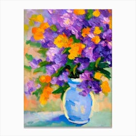 Lavender Floral Abstract Block Colour 2 Flower Canvas Print
