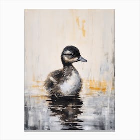 Minimalist Portrait Of A Duckling Black & White 1 Canvas Print