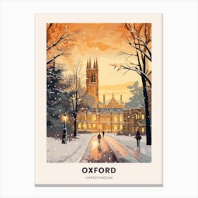 Winter Night  Travel Poster Oxford United Kingdom 3 Canvas Print