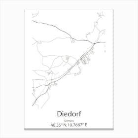 Diedorf,Germany Minimalist Map Canvas Print