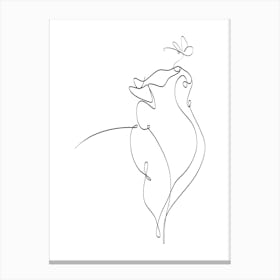 Cat One line drawing Canvas Print