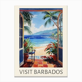 Visit Barbados Beach Travel Poster Canvas Print