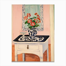 Bathroom Vanity Painting With A Pansy Bouquet 3 Canvas Print