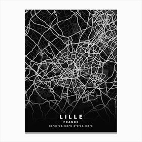 Lille France Black Map Canvas Print